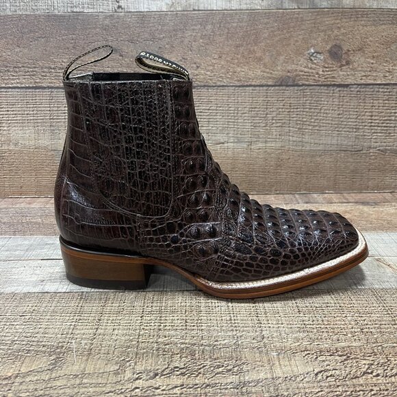 Men\'s Western Vaquero Rodeo Half Boot Crocodile Print Real Leather Handmade 382 main image 4